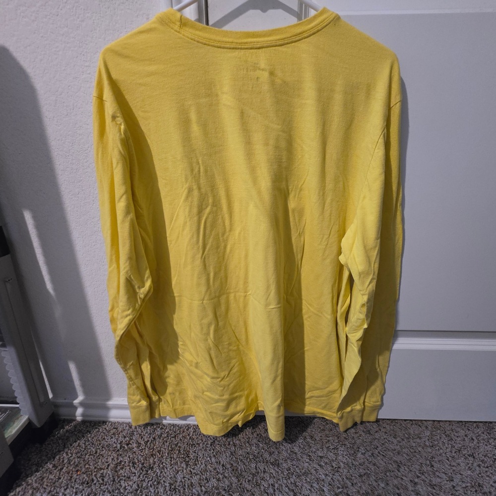 Nike Mens Long Sleeve Graphic T-Shirt Yellow White Swoosh Logo XL Regular Fit - Picture 5 of 8